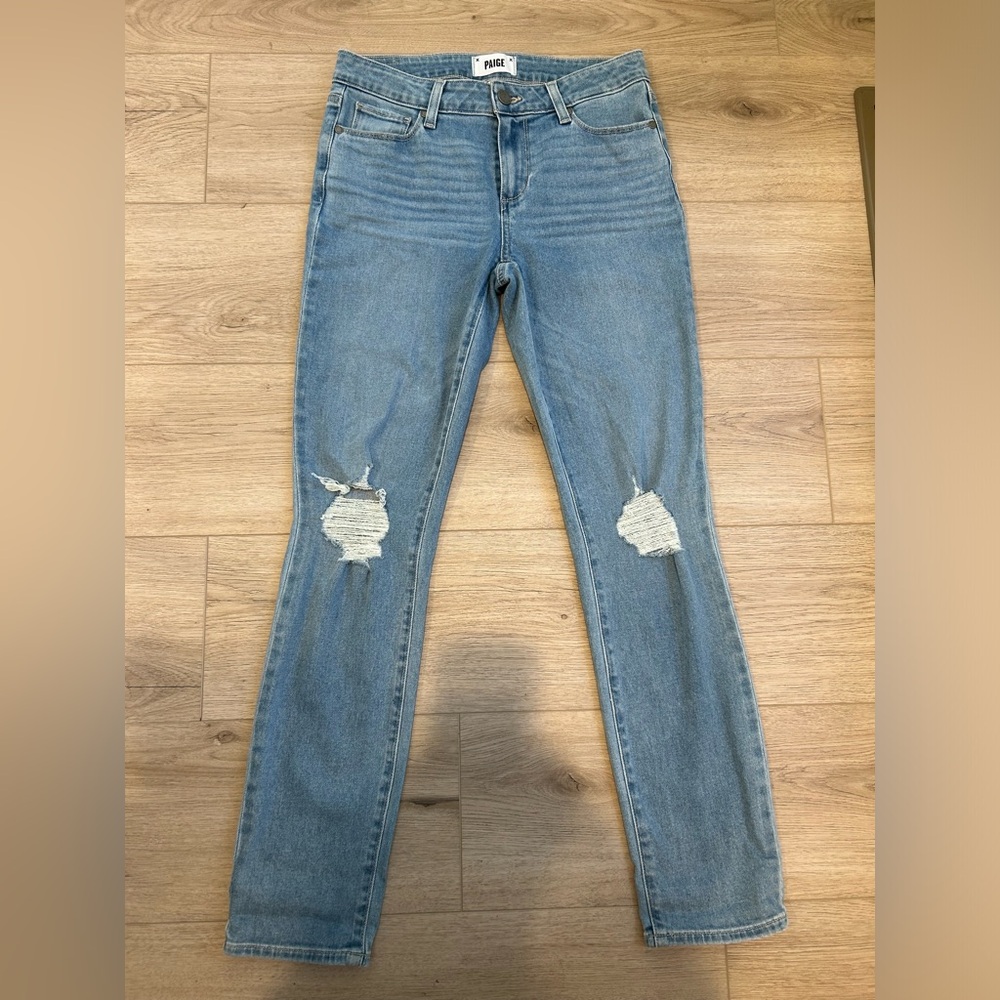 Paige Skyline Ankle Peg Jeans Size 27 Ella Destructed Skinny Denim